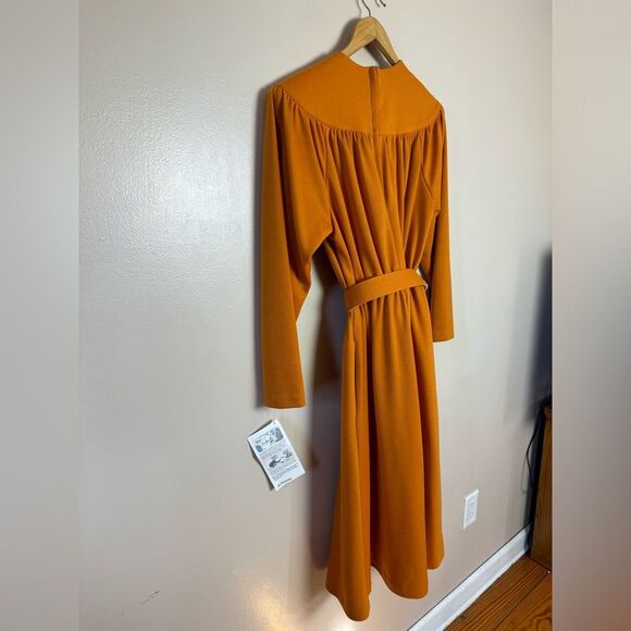 SALE! Orange Vintage L/S Belted Dress NWT - Picture 5 of 8